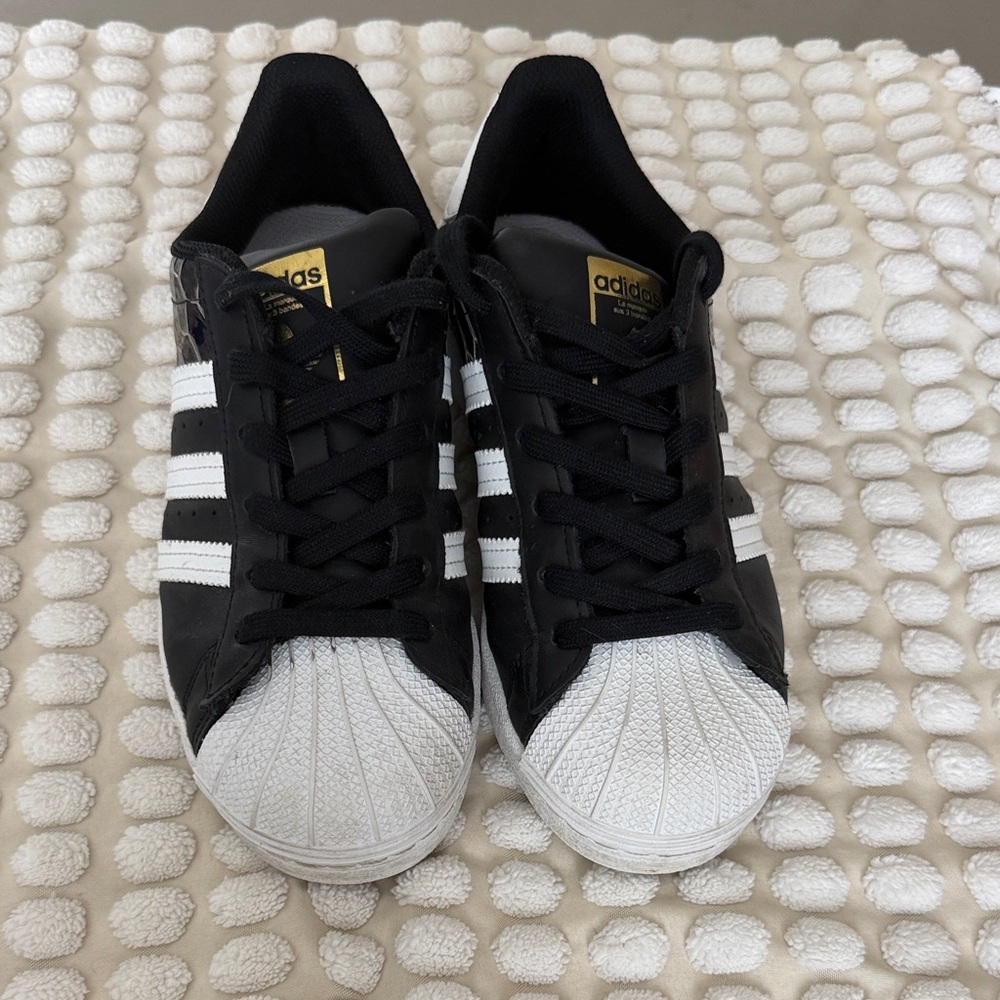 adidas Black and White Shell-Toe Sneakers